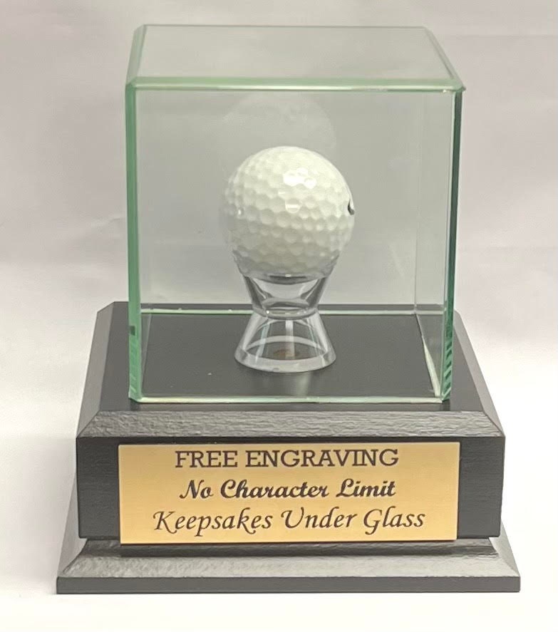 Personalized Golf Ball Display Case: Hole In One Award with Engraved Plate