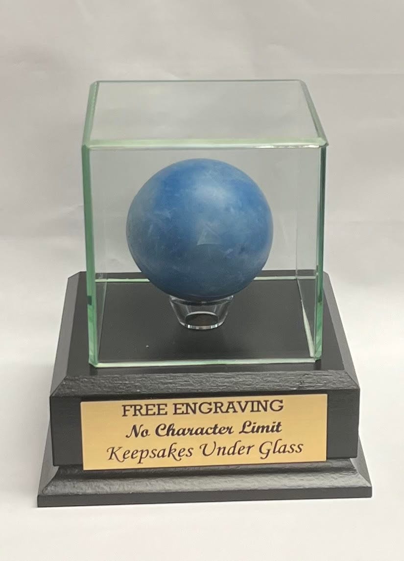 Personalized Lacrosse Ball Display Case: Mahogany or Black Wood Base