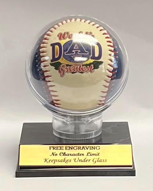 Personalized Baseball Display Case with Black Slant Base and Engraving, MLB and Little League Trophy