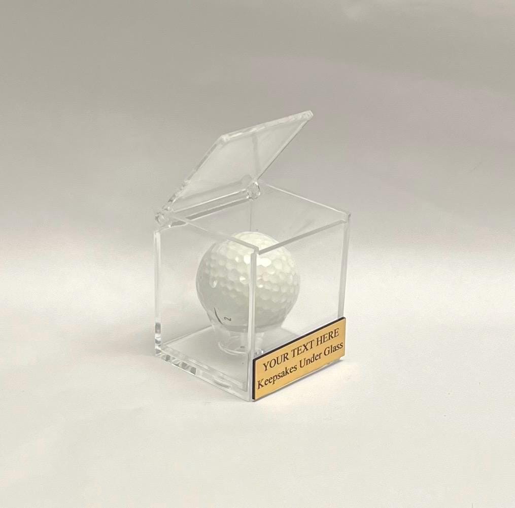 Engraved Golf Ball Display Case: Acrylic Hinged Lid Award