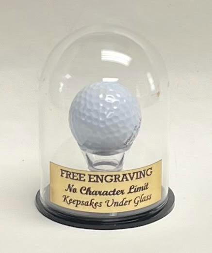 Golf Ball Display Case: Round Dome with Base - Free Engraved Nameplate
