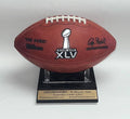 Personalized Football Display Stand: Mahogany or Black Finish Solid Wood Base, Custom Nameplate