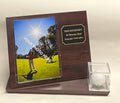 Personalized Golf Ball Display Case: 4x6 Photo, Cherry Finish Wood Award. Free picture Printing.
