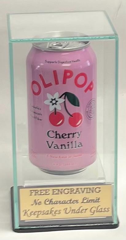 Beer or Soda 12oz Can Personalized Glass Display Case with Riser Base Free Engraving