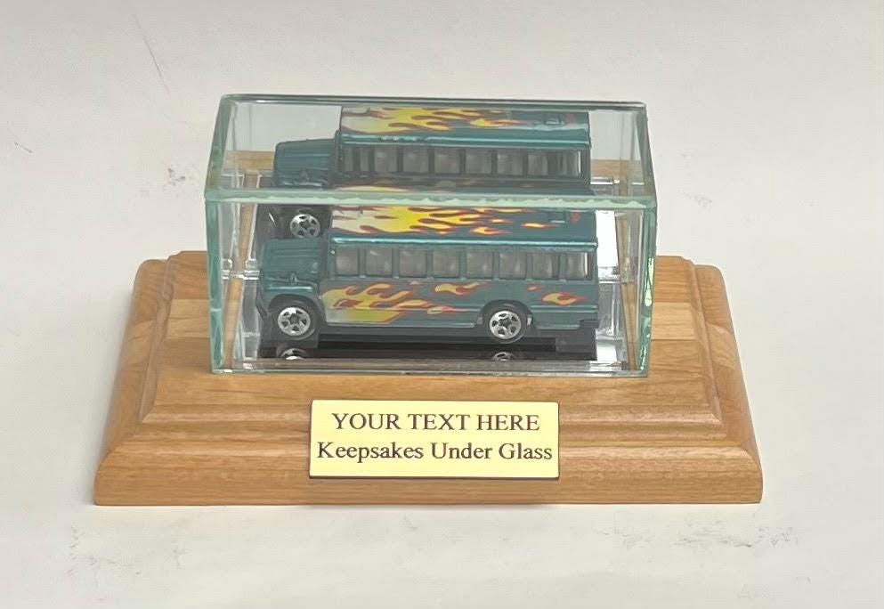 1/64 Scale Personalized Diecast Car Glass Display Case: Maple Wood Base Natural or Black Finish