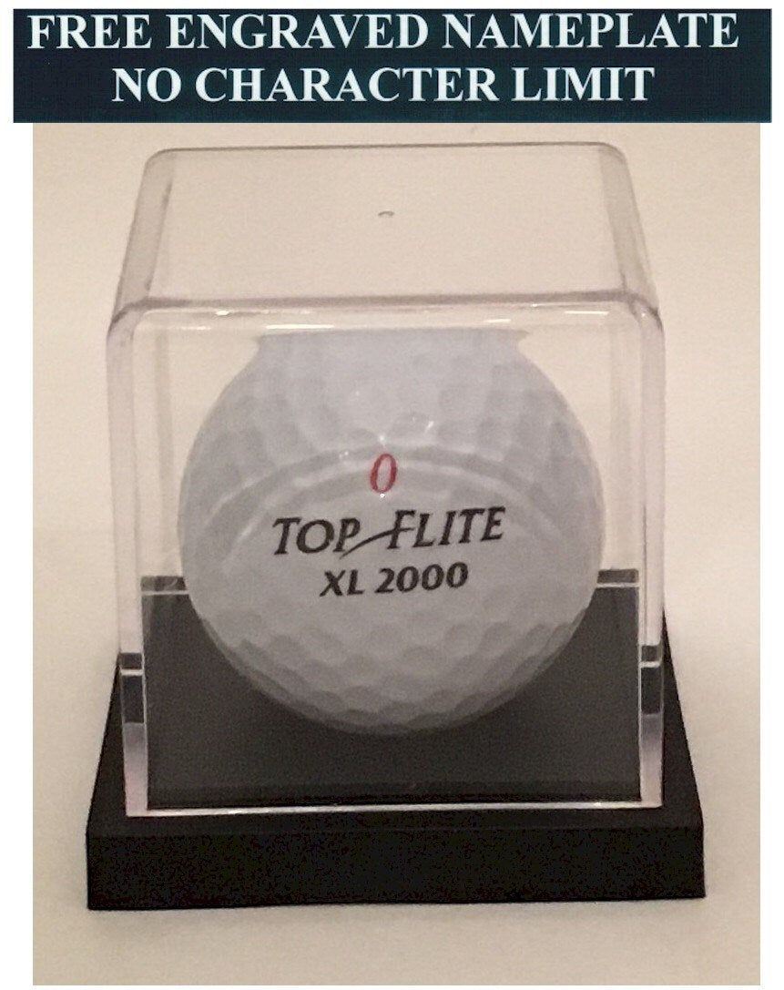 Acrylic Golf Ball Display Case: Hole in One Award, Free Engraved Name Plate