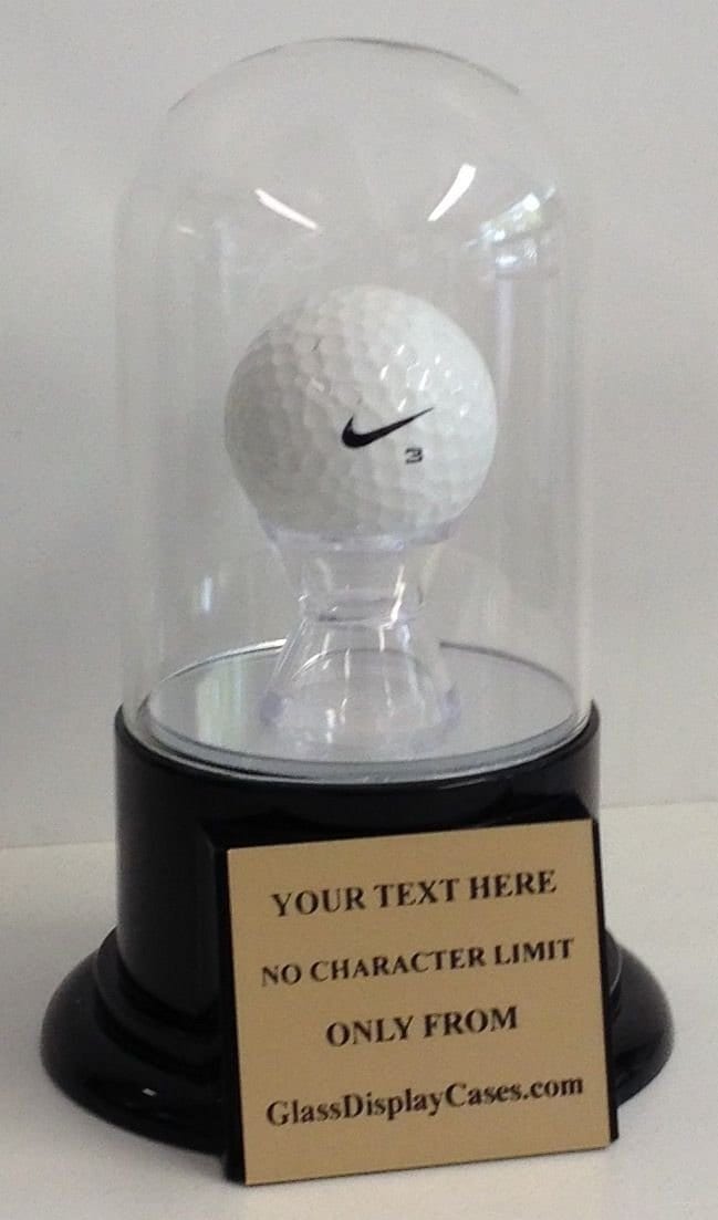 Golf Ball Display Case, Dome, Hole in One Award, Engraved Nameplate